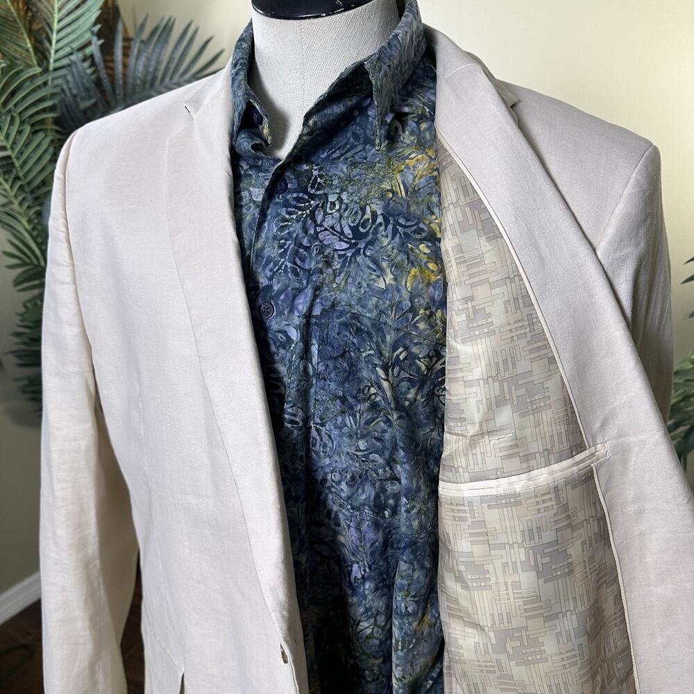 ASOS sport coat Men 48L NWOT Cotton Linen Elastane lightweight Cream color